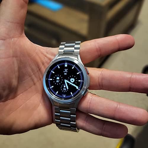 JNCVXN תואם לסמסונג גלקסי שעון 4 44 ממ 40 ממ גלקסי שעון 4 רצועות 46 ממ 42 ממ קלאסיות, ללא פערים רצועת החלפת צנתיים מפלדת נירוסטה עבור Galaxy Watch4/Watch 4 Classic, כסף