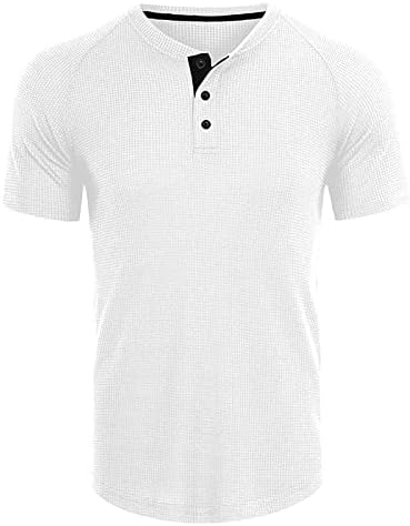 3 כפתורים קצר שרוול כיס חולצות לגברים קיץ קומפי מוצק צבע טי חולצות מקרית