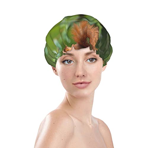 סנאי חיה מודפסת כובע מקלחת סאטן מכסה שיער כובע שיער אטום למים כובעי רצועה אלסטית נמתחת כובע מקלחת לשימוש חוזר לשימוש חוזר