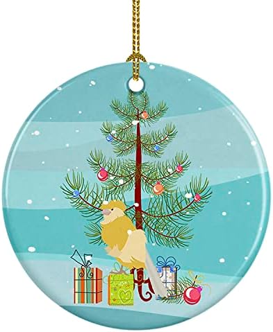 אוצרות קרוליין CK4479CO1 קישוט קרמיקה של חג המולד הקנרי הצרפתי, קישוטים לעץ חג המולד, קישוט תלוי לחג המולד, חג, מסיבה, מתנה,