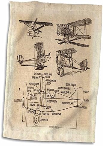 תלת מימד רוז בתחילת שנות המאה העשרים המאה העשרים של מטוסים TWL_62138_1 מגבת, 15 x 22