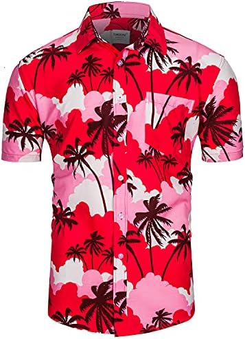Tunevuse Mens Hawaiian חולצה עם שרוול קצר