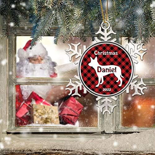 אדום ושחור באפלו משובץ כלב חג המולד קישוט אישית חג המולד כלב צללית חג המולד מתכת פתית שלג חג המולד עץ קישוט חג המולד שיבא אינו חג המולד קישוטים