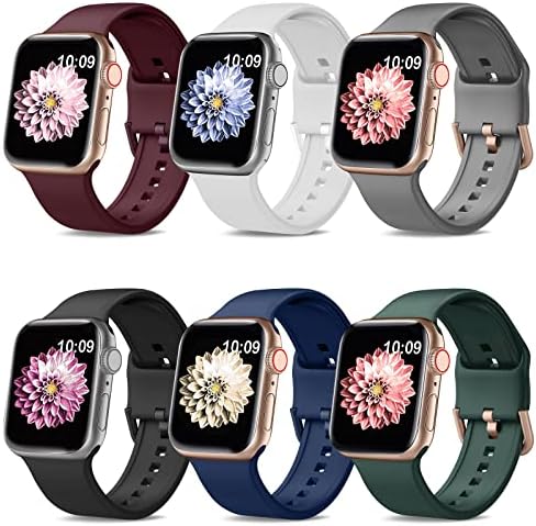 6 להקות ספורט חבילות לסדרות להקות Apple Watch, רצועות שורש רצועות סיליקון אטומות מים רכות תואמות את Iwatch Apple Watch Women גברים