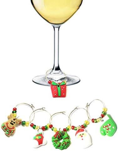 קבילוק חג המולד יין זכוכית טבעת קסמי תגיות חג יין זכוכית אבזם זכוכית גביע לשתות סמן יין טובות שמפניה קוקטייל מזהה חדש שנה יין טעימות המפלגה טובות 18 יחידות