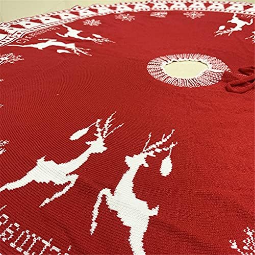 חצאית עץ חג המולד של Ganfanren קישוטים תחתונים 90 סמ/122 סמ דפוס פתית שלג סרוג אדום