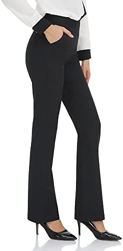 מכנסיים עם מותניים גבוהים של Agenlulu לנשים - 4 דרך נמתחת נוחה ללא לראות דרך מכנסי שמלת יוגה של Bootcut מכנסי זיעה נשים מזדמנים