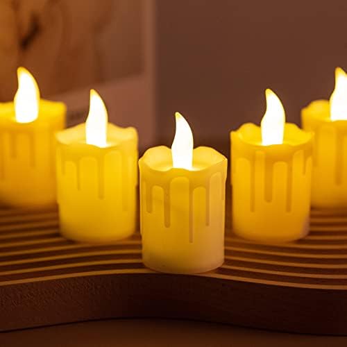 12 חבילות נרות אורות תה ללא עור נרות, אור LED המופעל על סוללה אור בלבן לבן חם, נרות חתונה רומנטיים מהבהבים ללא עור.