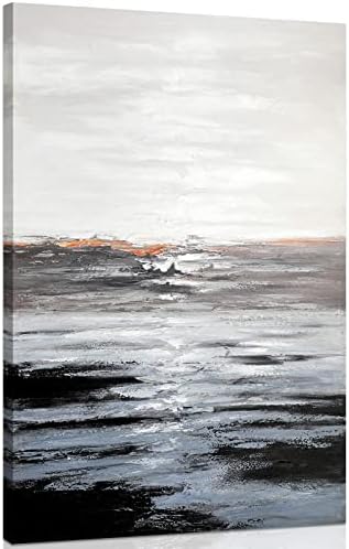 Ypy מופשט ים קיר קיר קיר: ציור שחור ולבן תמונה מרקם לעיצוב סלון, פוסטר של יצירות אמנות אוקיינוס ​​מודרני לחדר שינה קישוט ביתי 10 x 15
