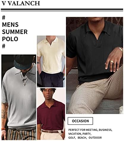 חולצות פולו גברים לסרוג שרוול קצר בציר סוודר פולו קיץ מקרית חולצות גולף סוודר