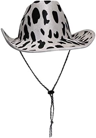 כובע קאובוי ראש גאווה כיף כובע הדפסת פרה-כובע קאובוי שחור ולבן לשני המינים