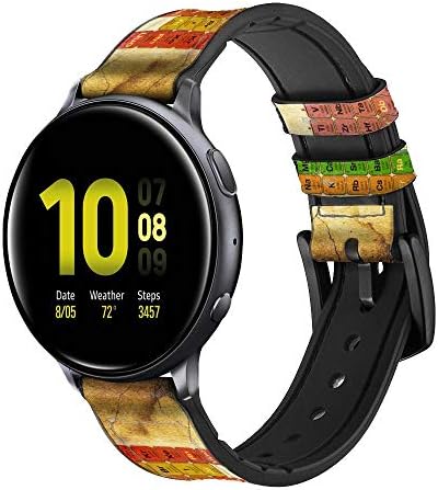 CA0513 וינטג 'טבלה תקופתית של אלמנטים עור וסיליקון רצועת רצועת שעונים חכמה עבור Samsung Galaxy Watch, Watch3 Active, Active2, Gear Sport, Gear S2 Classic Size