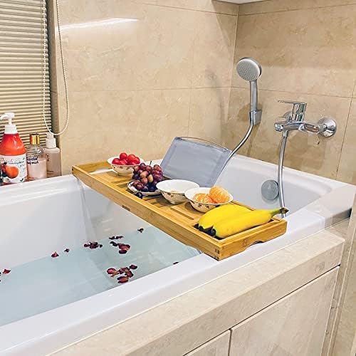 Liuyunqi הניתן להרחבה מגש אמבטיה מעץ מארגן עץ מתלה אמבט