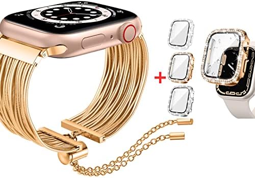 Tensea for Apple Watch SE 2022 & 6 5 4 40 ממ, נירוסטה Iwatch Band צמיד צמיד וצעדים של Apple Watch Screen אביזרים