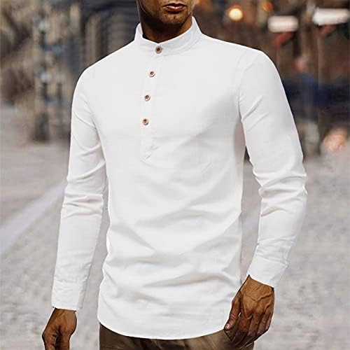 חולצות פשתן כותנה של XXBR לגברים פלוס גודל, כפתור שרוול ארוך בסתיו במורד חולצת הוואי וינטג '