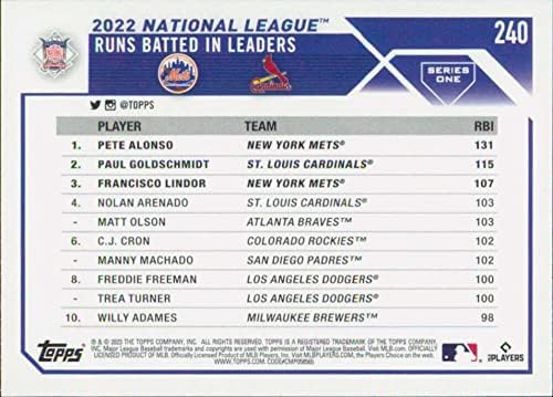 2023 Topps 240 פול גולדשמידט/פיט אלונסו/פרנסיסקו לינדור NM-MT כרטיס מסחר בייסבול MLB