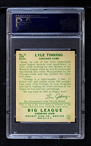 1934 Goudey 71 Lyle Tinning Chicago Cubs PSA PSA 4.50 Cubs