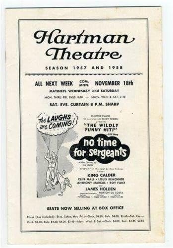 3 תוכניות תיאטרון הרטמן 1957 קולומבוס אוהיו פידגון דאגלס גודארד
