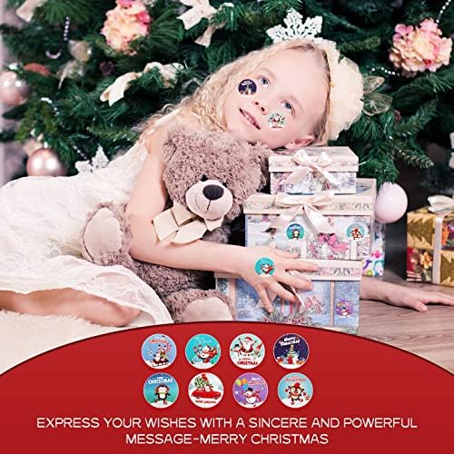 500 חתיכות חג המולד מדבקות עבור מלאכות חג המולד מדבקות לילדים חג המולד מדבקות רול עם 8 שונה דפוס עגול חג המולד מדבקות עבור כרטיסי מתנות גלישת שירבוטים