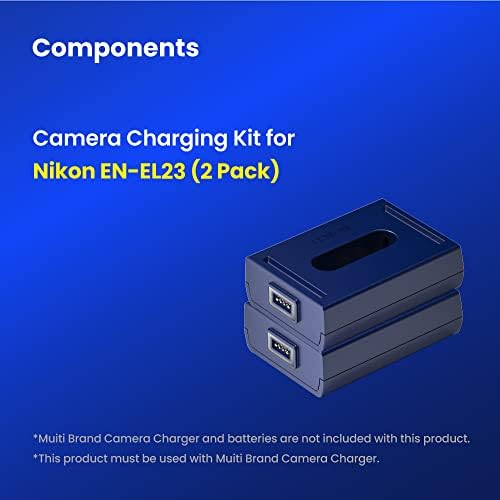 ברונין EN-EL23 ערכת טעינה לסוללות מצלמה 2 אריזה תואמת למטען מצלמות מרובי מותג עם Nikon Coolpix B700 P900 P600 P610 S810C
