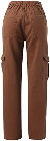 מכנסי מטען נשים עם כיסי דש חיצוניים מכנסי עבודה צבאיים מזדמנים מכנסיים ישר מכנסי רגל ישר למטען נשים