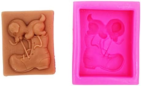 תבניות כלבים משחק כלב סיליקון עם נעליים מלאכת עובש אמנות סיליקון סבון סבון עובש מלאכה