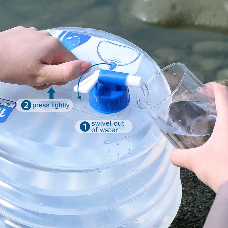 Laqppss מיכל מים מתקפל, 2.6 מיכלי אחסון מים ליטר BPA בחינם, מיכל מים קמפינג, קמפינג בישול כד לחבילת מים לטיולים וכיסי מים חירום, מיכלי אחסון מים לטווח ארוך 2.6/3.9 גלון