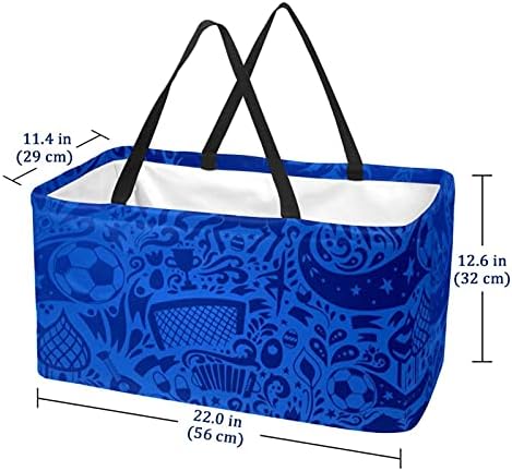 Lorvies קושרים צבע כחול לשימוש חוזר שקיות מכולת סלי אחסון שקיות קניות, שקיות אחסון גדולות מתקפלות מתקפלות שקיות תיקים