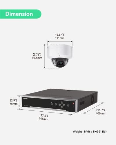 מערכת מצלמות אבטחה של Linovision 32 ערוצים לעסקים, מצלמות כיפה של 6MP POE עם מיקרופון לאודיו לכיוון אחד, 4K NVR עם חזון שמירה או אפליקציית HIK Connect, 8TB HDD, לאבטחה מסחרית