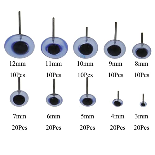 150 יחידות מחט מחט עיניים מיני זכוכית ערכות עיניים כחולות עבור צעצוע בובות בובות בובות צמר מלאכות צמר
