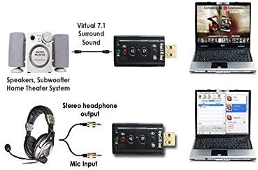 7.1 ערוץ קול חיצוני כרטיס אודיו מתאם עם מיקרופון-תקע ולשחק תאימות-תומך וירטואלי 3 ד קול-שחור