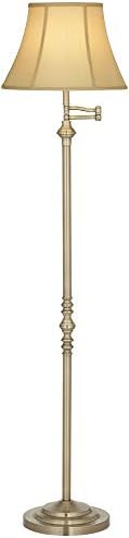 ריג 'נסי היל מונטבלו מסורתי מתכוונן נדנדה זרוע רצפת מנורת עומד 60 גבוה עתיק פליז מתכת עמודת זהב טאן פעמון צל לסלון קריאת בית משפחה שינה בית
