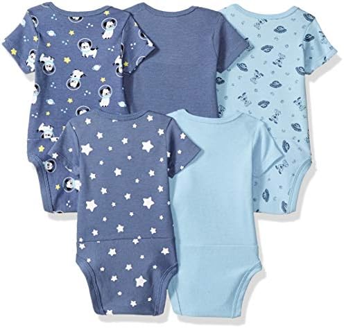 חליפות גוף תינוקות, שרוול קצר גמיש אולטימטיבי לבנים ובנות, 5 חבילות