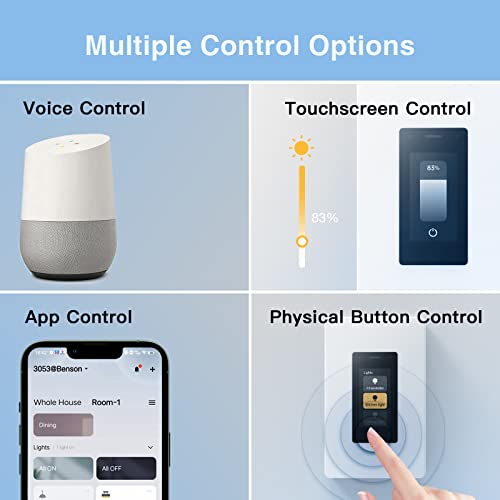 מתג דימר של מסך מגע חכם, מתג דימר WiFi WiFi עם אינטרקום של Vioce, מתגי אור לעומק, עובד עם אמזון אלכסה וגוגל הום, קוטב יחיד וחוט ניטרלי נדרש