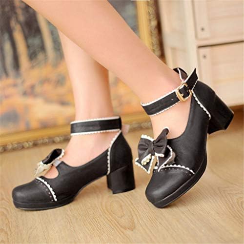 נעלי עקב נמוכות של Hilib Woman Vintage נעלי לוליטה חמודות חמודות מרי ג'יין נעליים