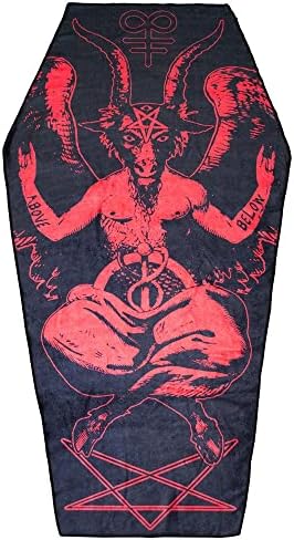 Kreepsville 666 BAPHOMET ארון קבורה שטנית גותית מכשפה דת חוף מגבת אדומה רגילה