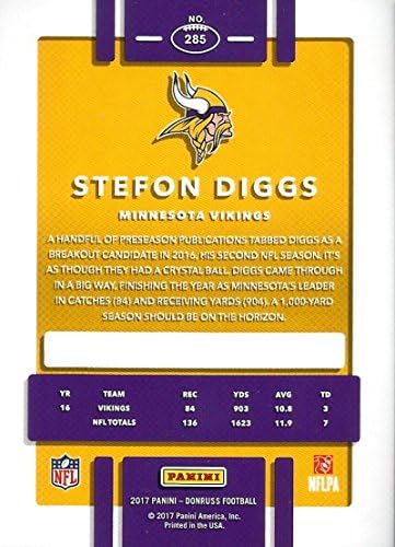 2017 דונרוס 285 סטפון דיגס מינסוטה ויקינגס כרטיס כדורגל