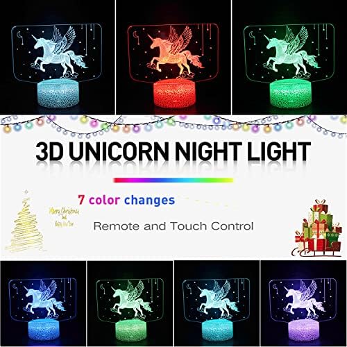 רויסטון חד קרן צעצועים לילה אור 3 מנורה לילדים, 7 צבעים משתנים עם מגע חכם & שלט רחוק & טיימר עבור תינוקות בנות צעצועים עיצוב חדר השינה כמו רעיון מתנות יום הולדת