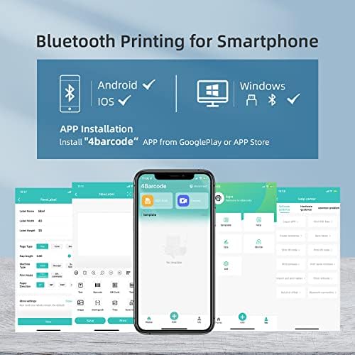 מדפסת תווית משלוח תרמית של Vretti Bluetooth, מדפסת תווית משלוח אלחוטית 4x6 עבור חבילות משלוח לעסקים קטנים, תומכת באנדרואיד, אייפון וחלונות, התואמת לאמזון, eBay, Etsy, USPS