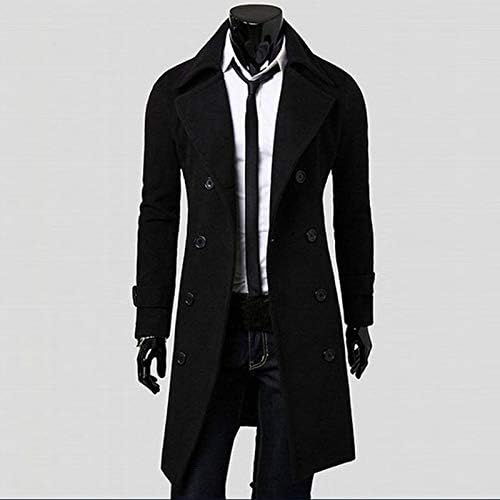 מעילי אופנה של ymosrh לגברים חורף מעיל תעלה דק -רזה וחזה מעילי מעיל ארוך חזה קפוצ'ון