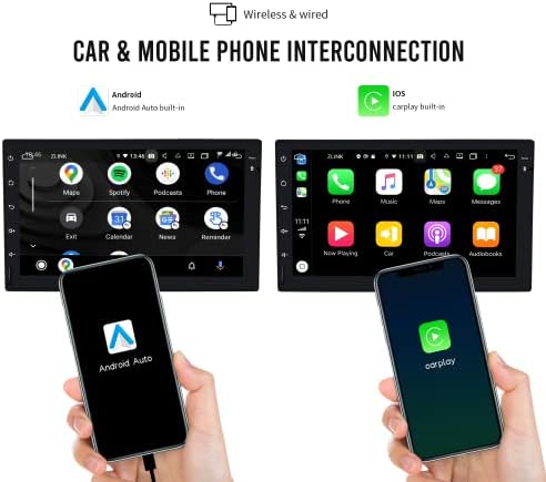 סטריאו לרכב של Klyde כפול דין עם מצלמת גיבוי ו- Bluetooth, 7 אינץ 'Carplay & Android Auto Android 10 HD רדיו מסך מגע מסך מגע בניווט GPS/FM/AM/DVR/DSP/WIFI/SWC, 4GB+32GB