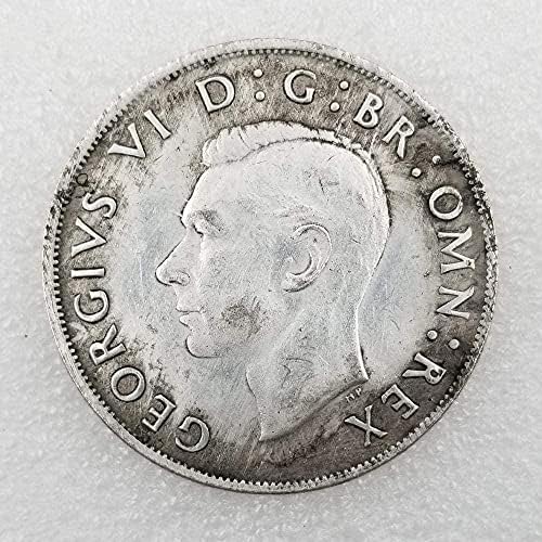 מלאכות עתיקות 1937 פליז בריטי מצופה כסף מטבע דולר ישן כסף 0033