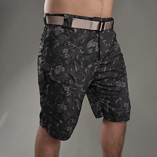 הסוואה מכנסיים קצרים מטען לגברים מקרית רב כיס צבאי קצר כושר רגוע קל משקל הסוואה מכנסיים קצרים ללא חגורה
