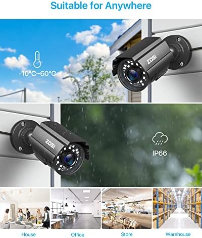 ZOSI 8PK 1920TVL 1080P מצלמת אבטחה 3.6 ממ עדשה 24 IR-LEDS 2.0MP מצלמת טלוויזיה במעגל סגור 80ft ראיית לילה אבטחה ביתית/לילה מצלמה אטומה למים למערכות 720p/1080N/1080P/5MP/4K מערכות DVR אנלוגיות אנלוגיות