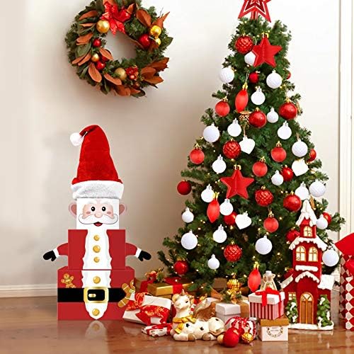 חג המולד של סנטה קלאוס קופסאות מתנה עם כובע חג המולד מגדל חג קינון קופסאות נוכחות לעץ חג המולד קישוטי שולחן משרד ביתי ציוד חגיגי חגיגי ציוד
