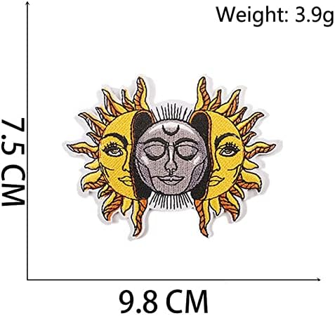 טלאי שמש וירח רקום תג אפליקציות ברזל /תפור על סמל טבע יין ויאנג טלאי בגדי תרמיל תרמיל חולצות DIY לנשים גברים