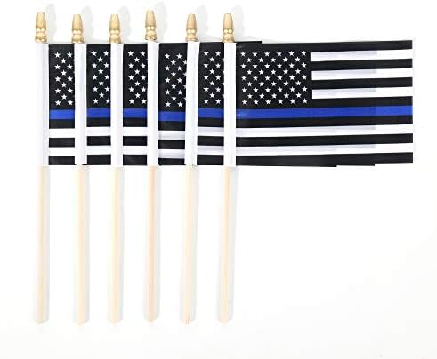 25 חבילות קו כחול דק משטרת דגל מיני אמריקאי קטן על קצינה משטרת סטיק מתנות לקישוטים של אירועי מסיבת אכיפת החוק