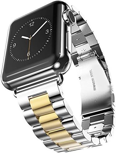 HUANLONG תואם את צמיד ה- Watchband של פס שעון Apple Watch, Solid Metal Metal Metal Watcherbing עם תואם לסדרת Iwatch 1/2/3/4/5