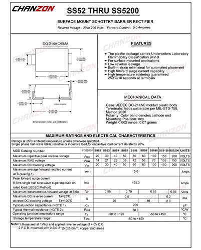 Chanzon SS510 SMD Schottky מחסום מיישר דיודות 5A 100V SMA 5 אמפר 100 וולט