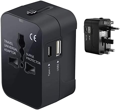 Travel USB פלוס מתאם כוח בינלאומי תואם ל- MicroMax AQ5001 עבור כוח ברחבי העולם עבור 3 מכשירים USB Typec, USB-A לנסוע בין ארהב/איחוד האירופי/AUS/NZ/UK/CN